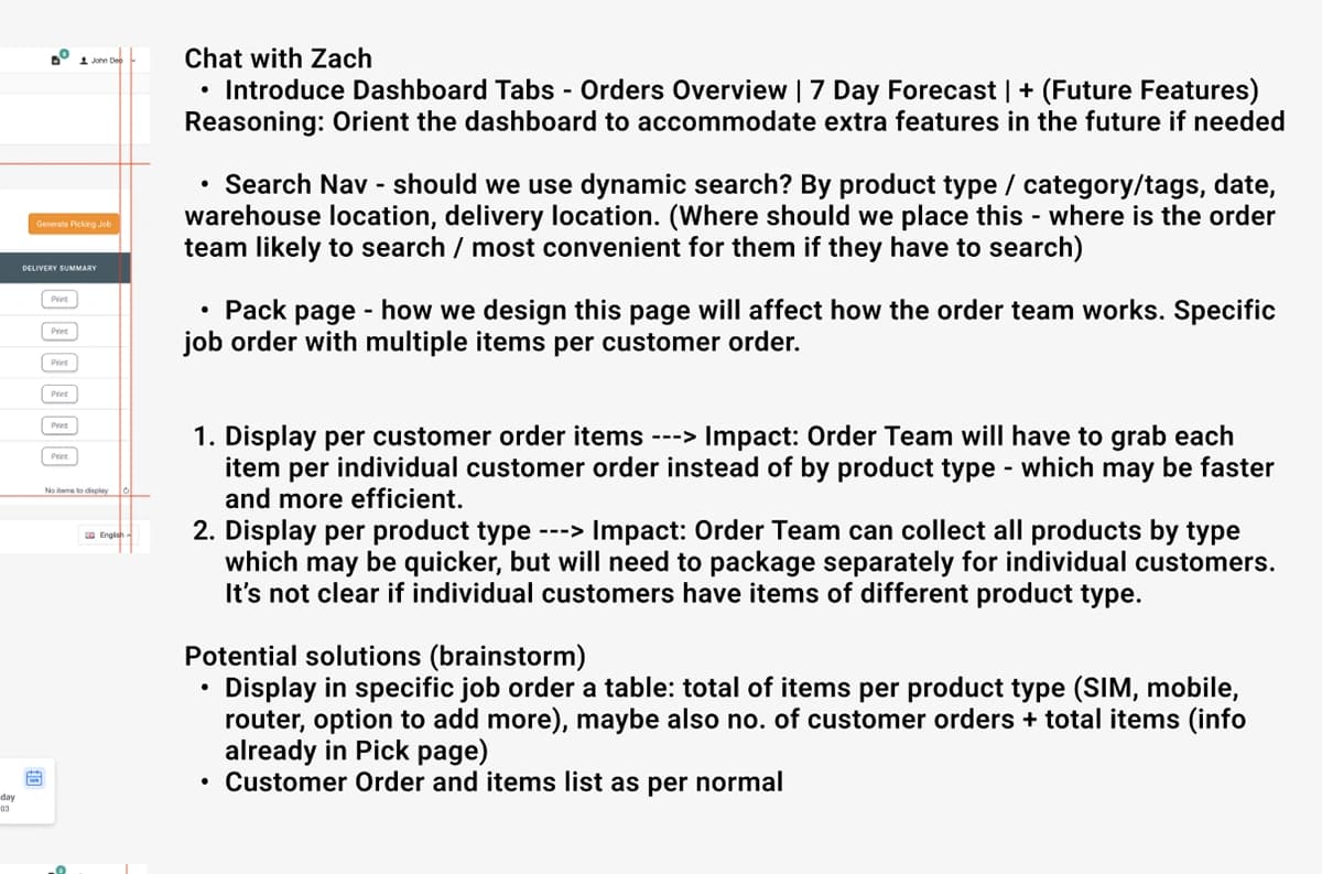 Notes from a chat with the Product Manager