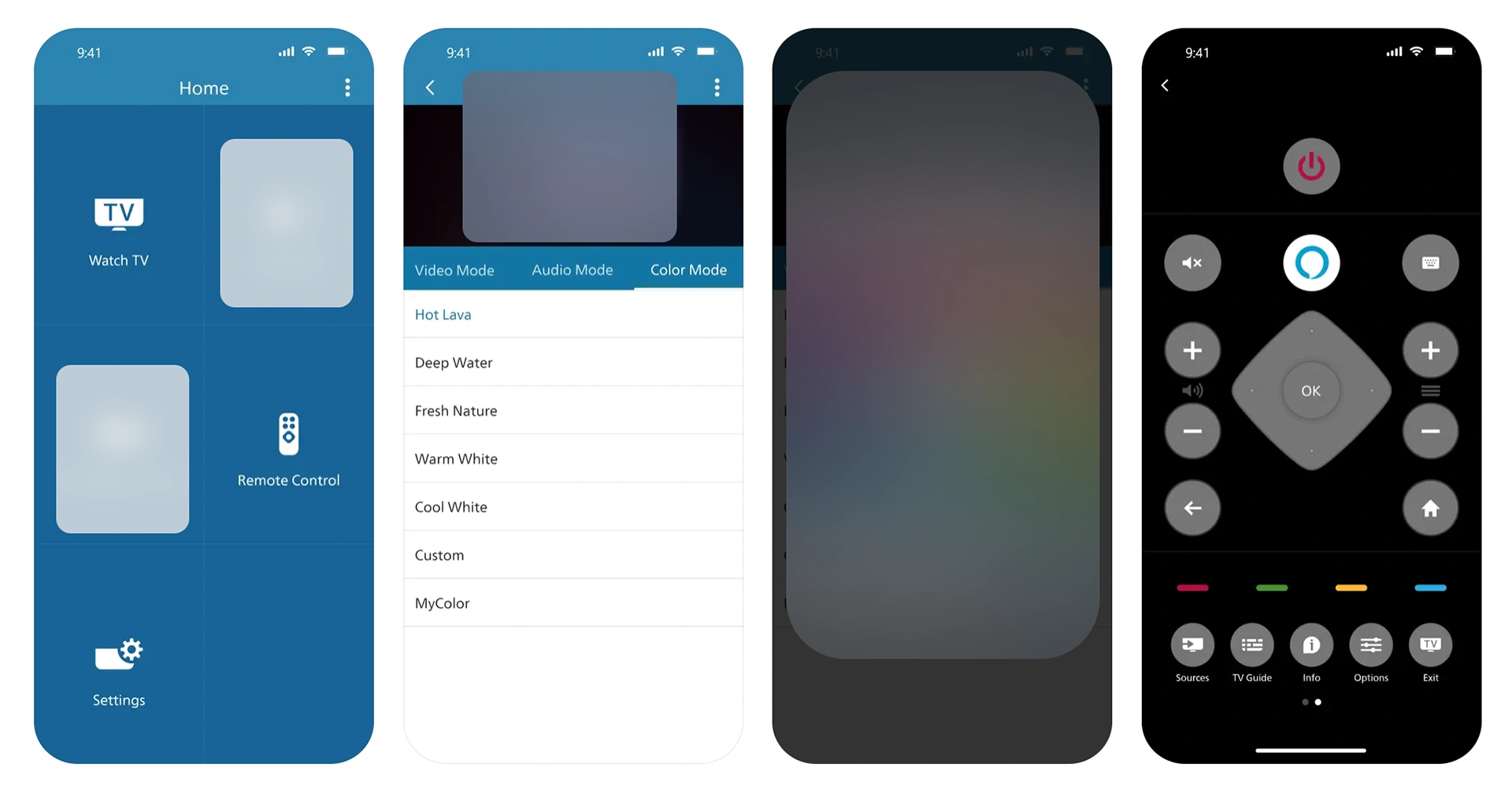Current Smart TV app design screens