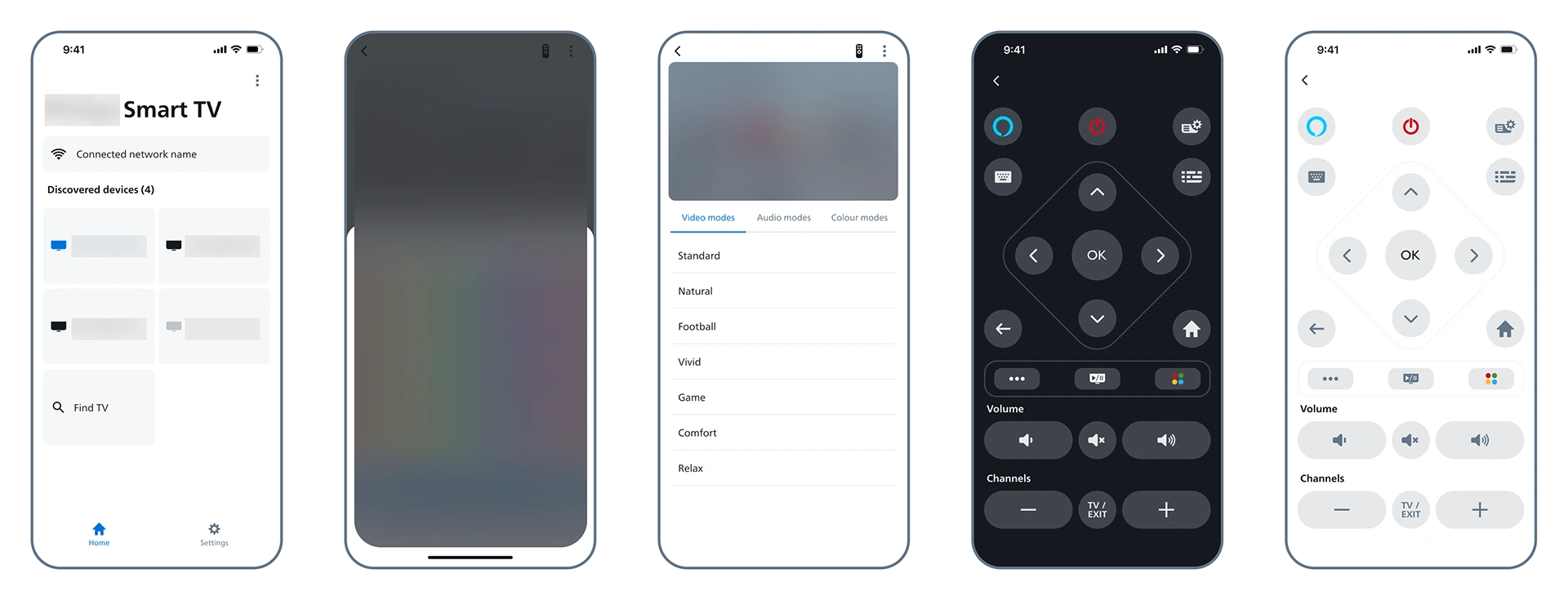 Sample screens from the Smart TV app